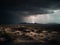 Dramatic Lightning Strikes Over a Barren Landscape