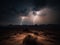 Dramatic Lightning Strikes Over a Barren Landscape