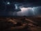 Dramatic Lightning Strikes Over a Barren Landscape