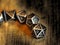 Dramatic lineup of metal gaming dice