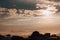 Dramatic and moody scenery of the sky over a town in Rio de Janeiro in Brazil during sunset