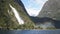 Dramatic mountain and sea Landscapes in the Milford Sound Fjord of the South Island of New Zealand.