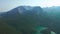 Dramatic mountains and black lake landscape in Durmitor, Montenegro. Aerial drone view.
