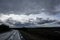 Dramatic northern scandinavian route. Cold northern europe freeway. Nature forest