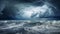 Dramatic ocean with stormy clouds gathering above.AI Generated