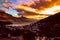 Dramatic orange sunset over Queenstown, Lake Wakatipu and the Remarkables, New Zealand South Island