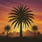 Dramatic palm tree silhouette against desert sunset backdrop
