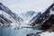 A dramatic panorama of the Andes Mountains from the Resort and Hotel in Portillo