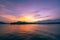 Dramatic panorama evening sky and clouds over mountain and lake at sunset