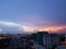 Dramatic pastel evening sky over cityscape of Johor Bahru, Malaysia