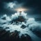 A dramatic photo showcases a lone lighthouse against a stormy coastal backdrop.