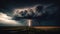 A dramatic photo of a storm cloud with lightning bolts and a dark and moody sky created with Generative AI