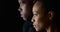 Dramatic profile of two young black people