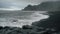 Dramatic rocky coastline at dusk