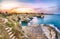 Dramatic seascape with cliffs, rocky arch at Torre Sant Andrea