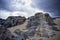 Dramatic seaside striped rocks