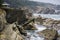 Dramatic shoreline with strange rock formations at Shore Acres State Park, Coos Bay, Oregon