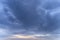 Dramatic sky. Background of dark blue clouds before thunderstorm.