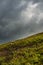 Dramatic Sky Behind a Flock of Scottish Blackface Sheep on a Hillside in the Scottish Borders