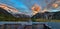 Dramatic sky and clouds with green grass in Mount Cook National Park