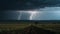 Dramatic sky, forked lightning, danger outdoors, spooky generated by AI