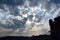 Dramatic sky and Minceta tower silhouette. Dubrovnik. Croatia