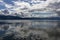 Dramatic sky over Lake Constance and interesting reflection