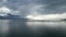 Dramatic sky over Lake Leman in Switzerland - aerial view