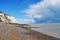 Dramatic sky sea scene in Saint Margaret`s bay in Kent