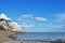 Dramatic sky sea scene in Saint Margaret`s bay in Kent