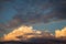 Dramatic sky before storm. Cumulonimbus during sunset