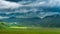 Dramatic sky and valley in Castelluccio at summer, Umbria, Italy