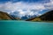 Dramatic snow covered peaks of the mountain peaks in Torres Del Paine National Park