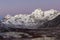 Dramatic snowy peak of mount Cholatse rising.