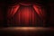 dramatic spotlight on empty stage with red curtains