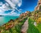 Dramatic spring view on the the cape Milazzo panorama of nature reserve Piscina di Venere