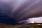 Dramatic storm clouds ahead of severe thunderstorms at night.