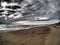 Dramatic stormy sky on beach