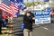 Dramatic street rally for Trump along Harbor Drive near the bay in San Diego, California