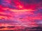 Dramatic Sunrise Sky in Dark Magenta, Red, Orange and Yellow