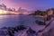 Dramatic sunset at Anse Source d`Argent beach, La Digue island, Seychelles
