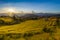 Dramatic sunset over a rice terraces