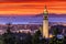 Dramatic Sunset over San Francisco Bay and the Campanile