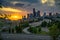 Dramatic sunset over Seattle downtown skyline