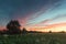 Dramatic Sunset Over the Summer Fields