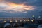 Dramatic sunset seen from a cruiseship over the ocean