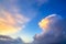 Dramatic sunset sky approaching thunderstorm clouds.