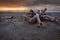 Dramatic sunset sky hokitika beach southland new zealand