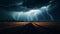 Dramatic thunderstorm electrifies dark night, danger lurks in nature generated by AI
