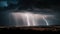 A dramatic thunderstorm with lightning bolts illuminating the sky created with Generative AI